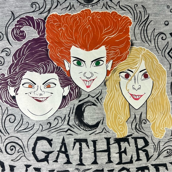 Disney Hocus Pocus Halloween Sweatshirt Gather Round Sisters Gray Juniors XS 1 - Picture 6 of 12